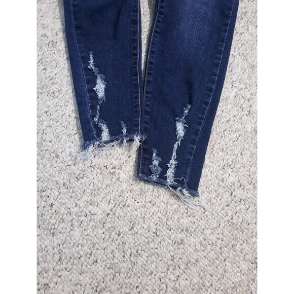 30 Buckle Vervet Mid-Rise Dark Wash Distressed Skinny Raw Hem - Picture 3 of 6